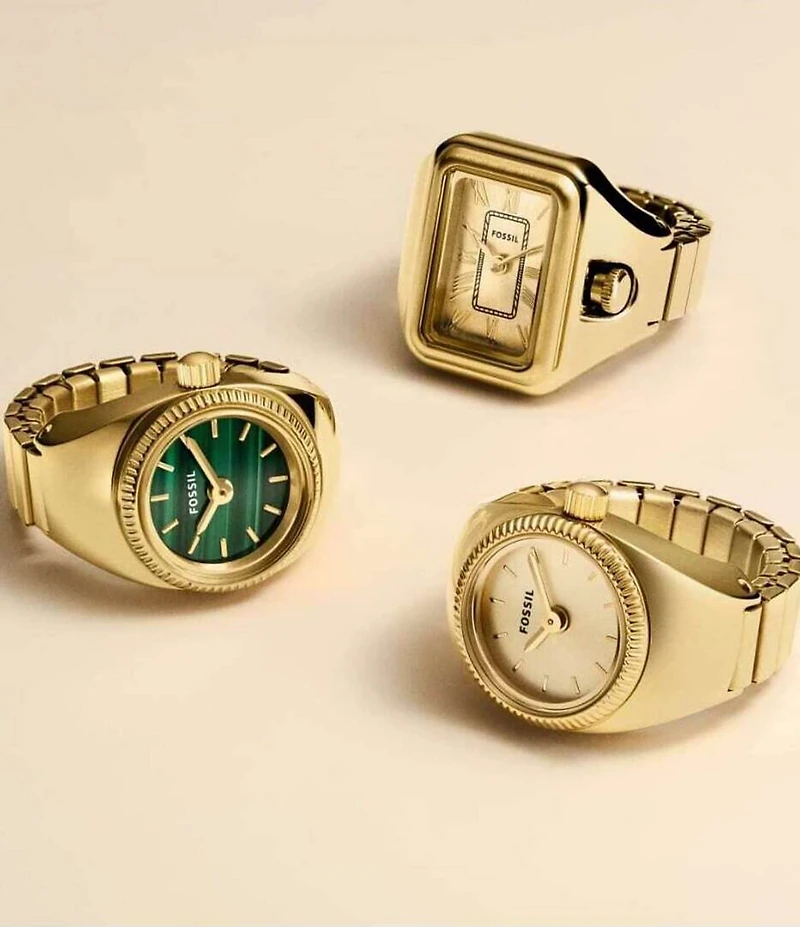 Fossil Women's Two-Hand Gold-Tone Stainless Steel Ring Watch
