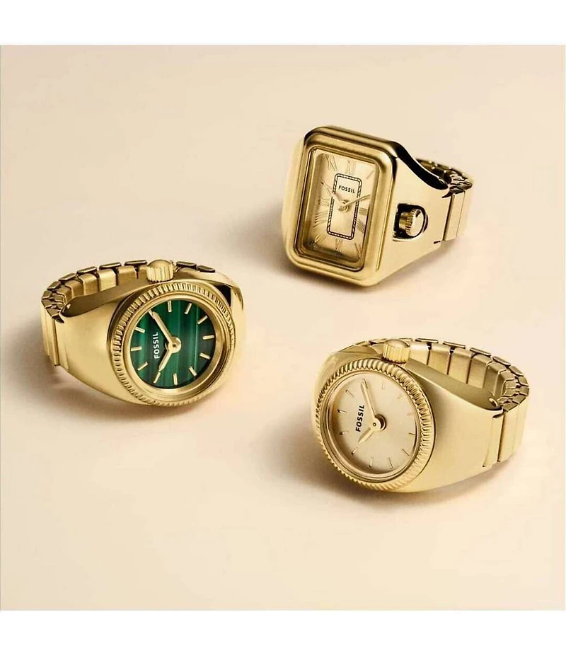 Fossil Women's Two-Hand Gold-Tone Stainless Steel Ring Watch