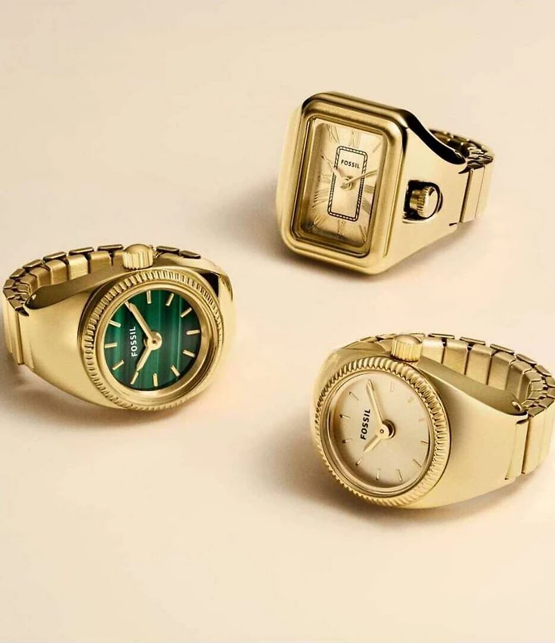 Fossil Women's Two-Hand Gold-Tone Stainless Steel Ring Watch