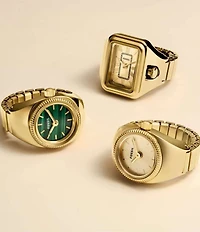 Fossil Women's Two-Hand Gold-Tone Stainless Steel Ring Watch