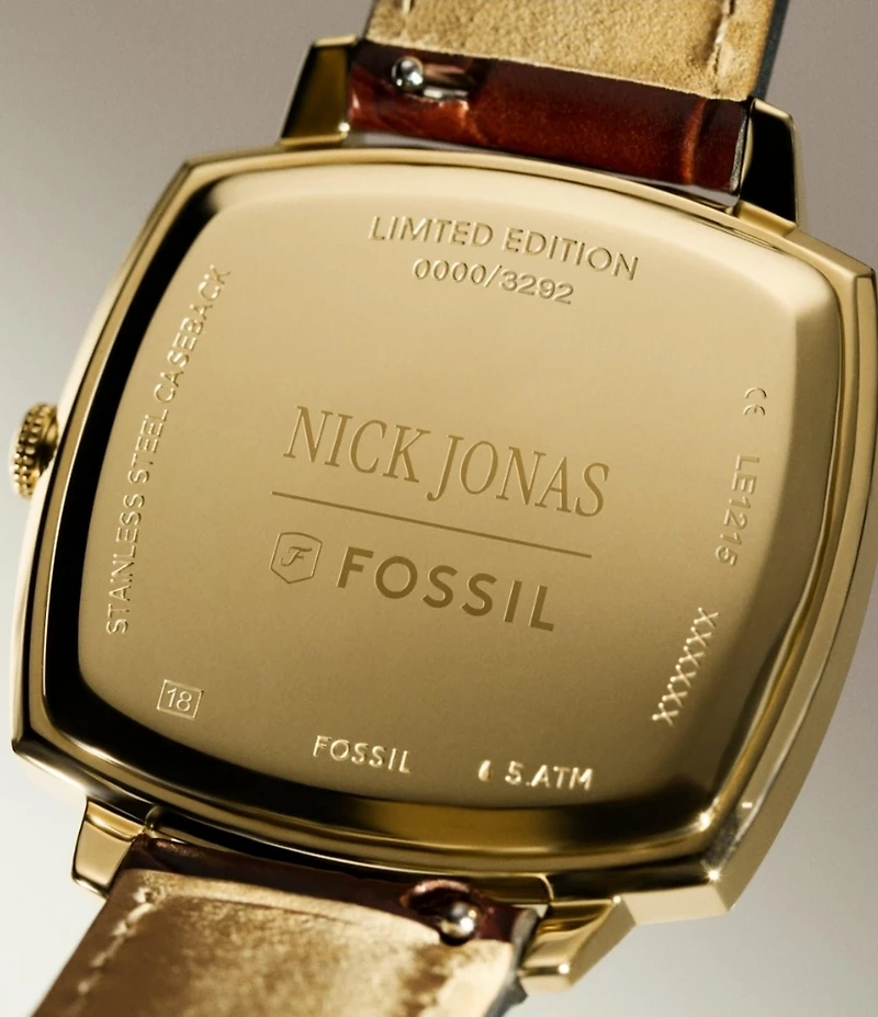 Fossil x Nick Jonas Machine Luxe Three-Hand Croco Leather Strap Watch