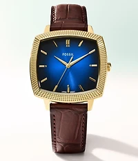 Fossil x Nick Jonas Machine Luxe Three-Hand Croco Leather Strap Watch