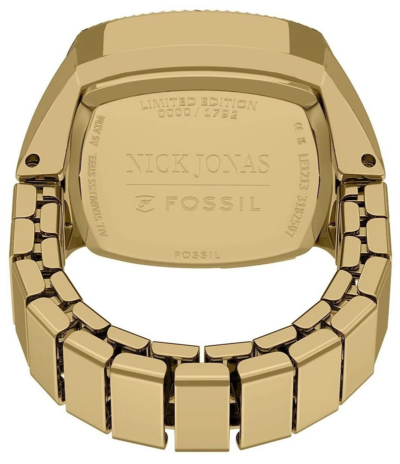 Fossil x Nick Jonas Machine Luxe Vignette Two-Hand Stainless Steel Ring Watch
