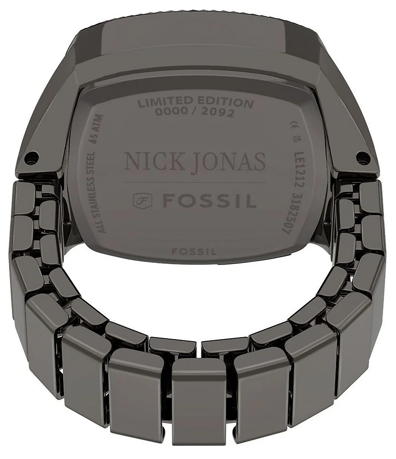 Fossil x Nick Jonas Machine Luxe Vignette Two-Hand Stainless Steel Ring Watch
