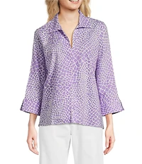 Foxcroft Agnes Linen Blend V-Neck 3/4 Sleeve Tunic
