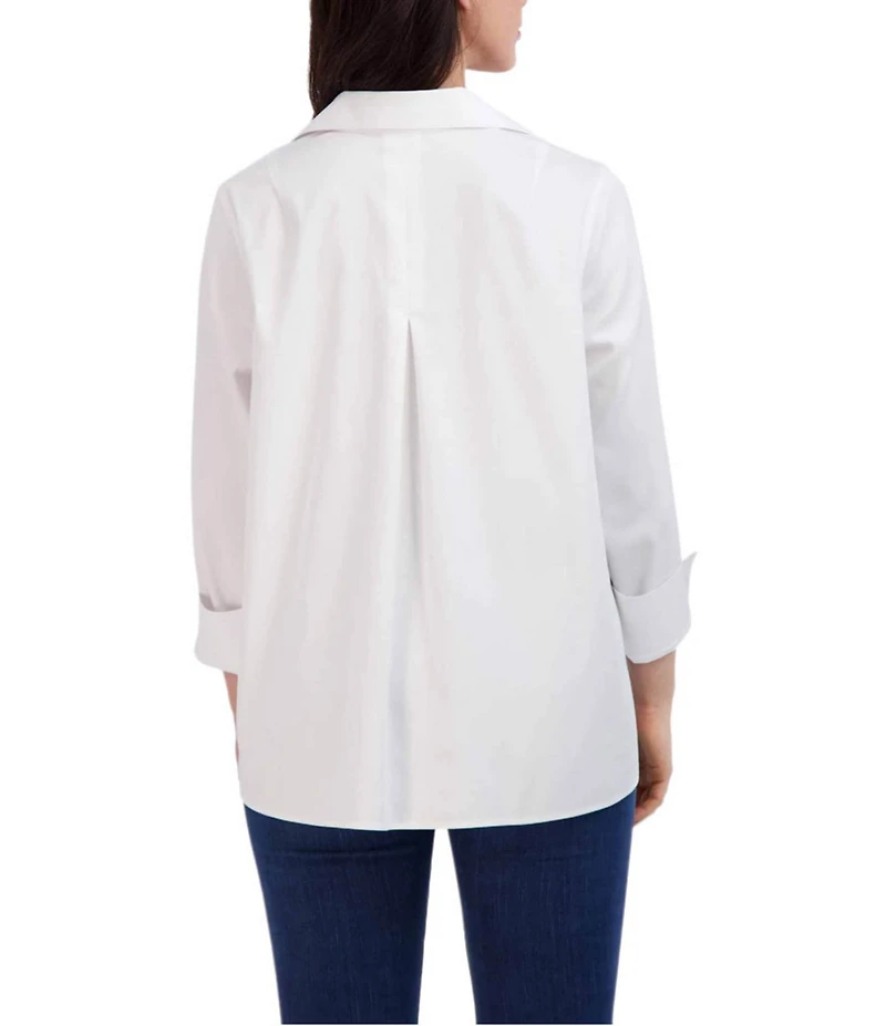 Foxcroft Agnes Point Collar Long Sleeve Cotton Stretch Shirt