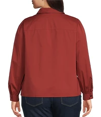 Foxcroft Plus Size Alix Wing Collar Long Sleeve No Iron Blouse