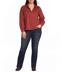 Foxcroft Plus Size Alix Wing Collar Long Sleeve No Iron Blouse