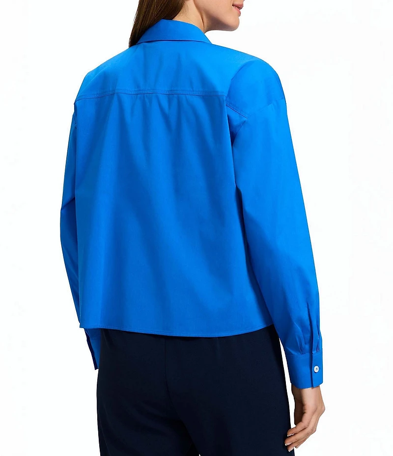 Foxcroft Marina Wrinkle-Free Point Collar Long Sleeve Button-Front Shirt