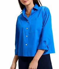 Foxcroft Marina Wrinkle-Free Point Collar Long Sleeve Button-Front Shirt