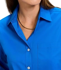 Foxcroft Marina Wrinkle-Free Point Collar Long Sleeve Button-Front Shirt