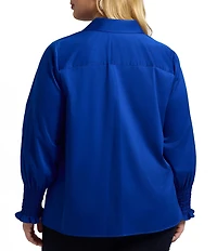 Foxcroft Plus Size Avril Stretch Matte Sateen Long Sleeve Button-Front Shirt