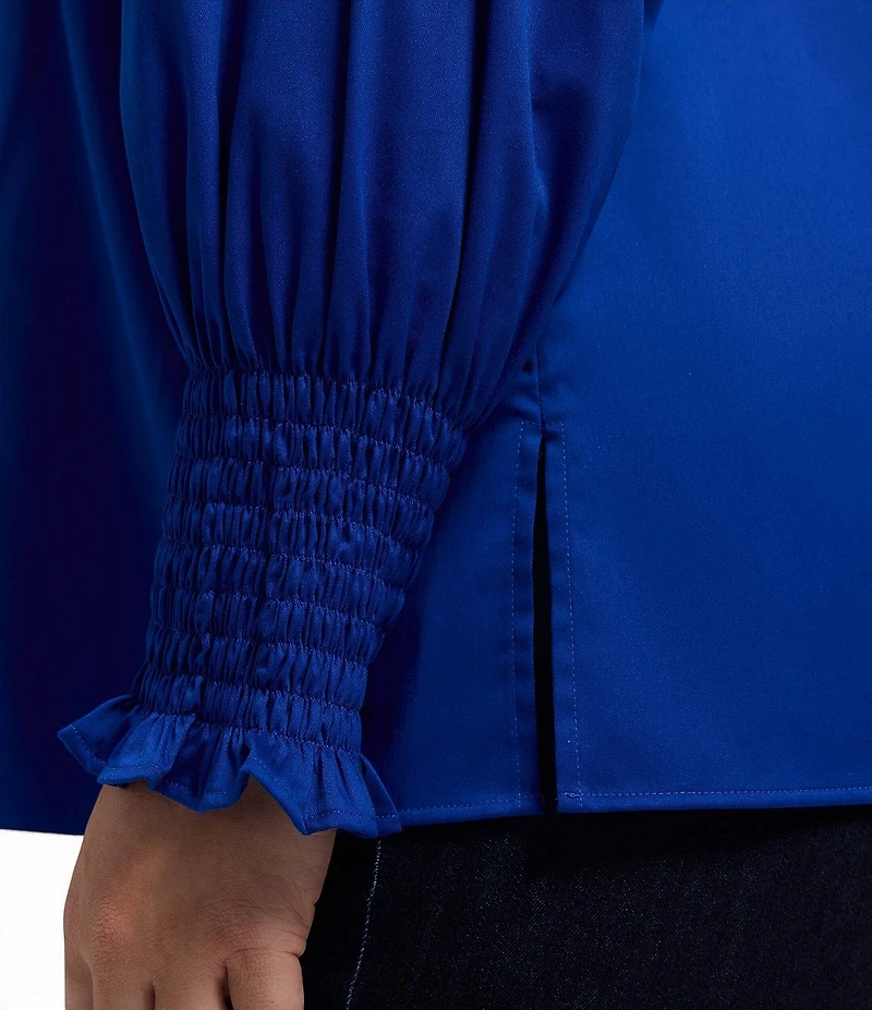 Foxcroft Plus Size Avril Stretch Matte Sateen Long Sleeve Button-Front Shirt