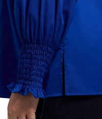 Foxcroft Plus Size Avril Stretch Matte Sateen Long Sleeve Button-Front Shirt