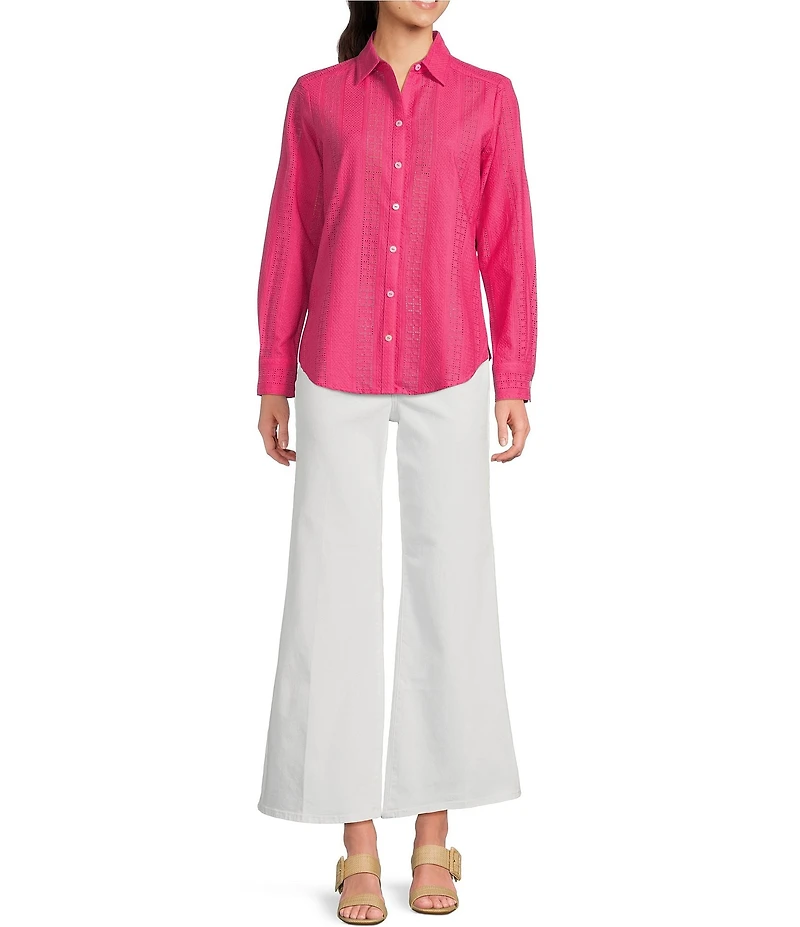 Foxcroft Zoey Point Collar Long Sleeve Soft Cotton Shirt