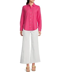 Foxcroft Zoey Point Collar Long Sleeve Soft Cotton Shirt