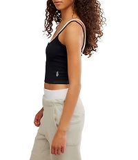 FP Movement All Clear Coastline Square Neck Sleeveless Rib Knit Layered Cami Top