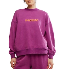 FP Movement All Star Crew Neck Long Sleeve Slouchy Embroidered Logo Pullover