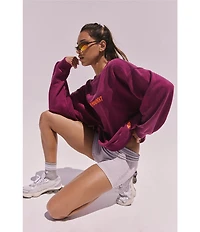 FP Movement All Star Crew Neck Long Sleeve Slouchy Embroidered Logo Pullover