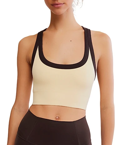 FP Movement Go To Colorblock Scoop Neck Racerback Ribbed Longline Bra