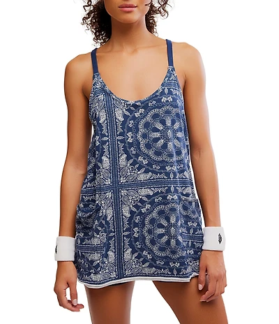 FP Movement Hot Shot Bandana Printed Scoop Neck Sleeveless Mini Dress