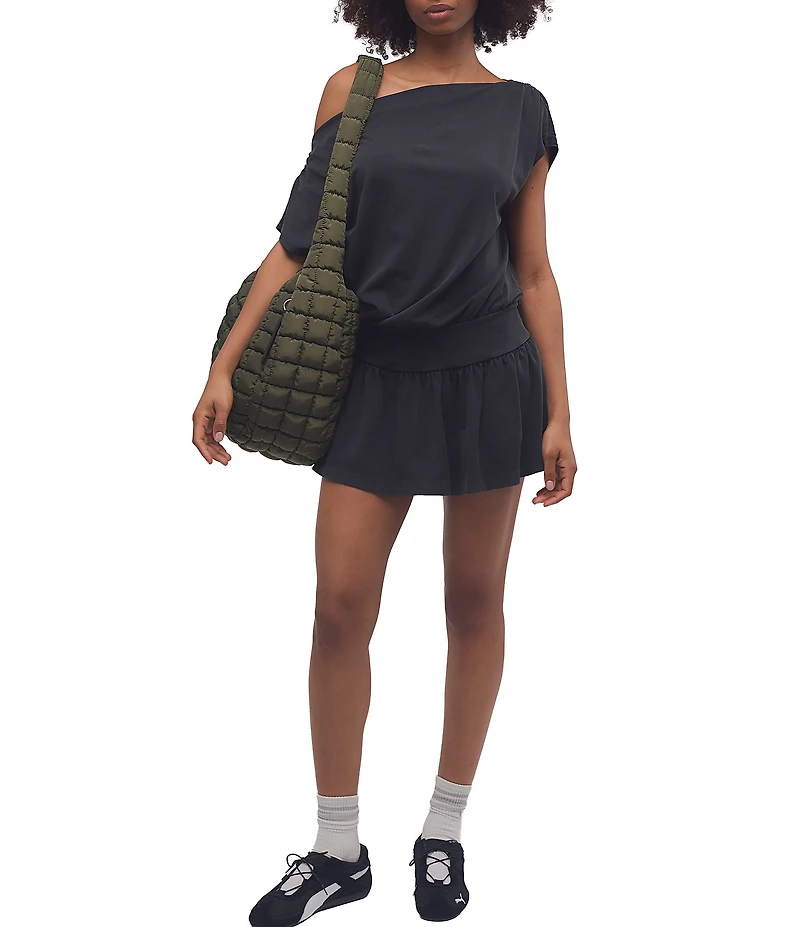 FP Movement Hot Shot City Off-the-Shoulder Short Sleeve Mini Dress