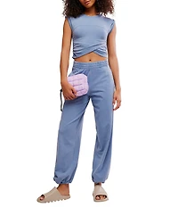 FP Movement Hot Shot Crossover Crew Neck Cropped Muscle Tee & High-Rise Waist Pant Coordinating Set