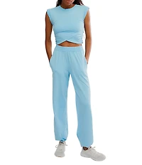 FP Movement Hot Shot Crossover Crew Neck Cropped Muscle Tee & High-Rise Waist Pant Coordinating Set