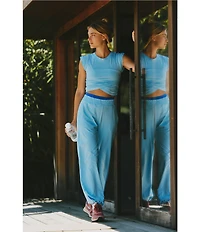 FP Movement Hot Shot Crossover Crew Neck Cropped Muscle Tee & High-Rise Waist Pant Coordinating Set