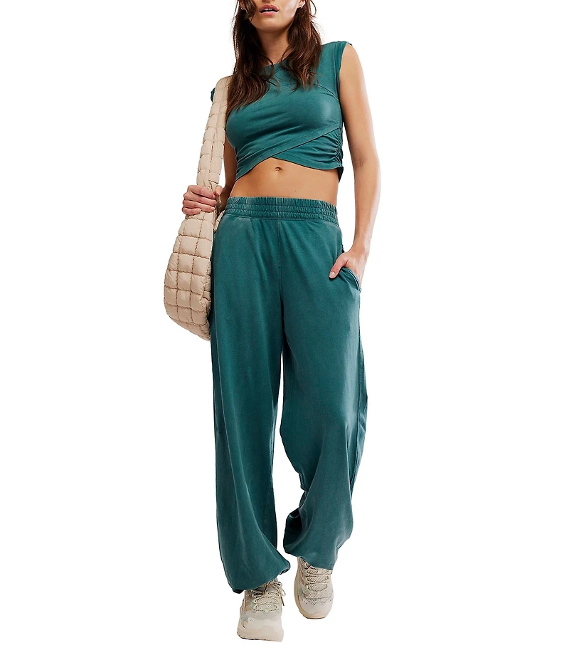 FP Movement Hot Shot Crossover Crew Neck Cropped Muscle Tee & High-Rise Waist Pant Set