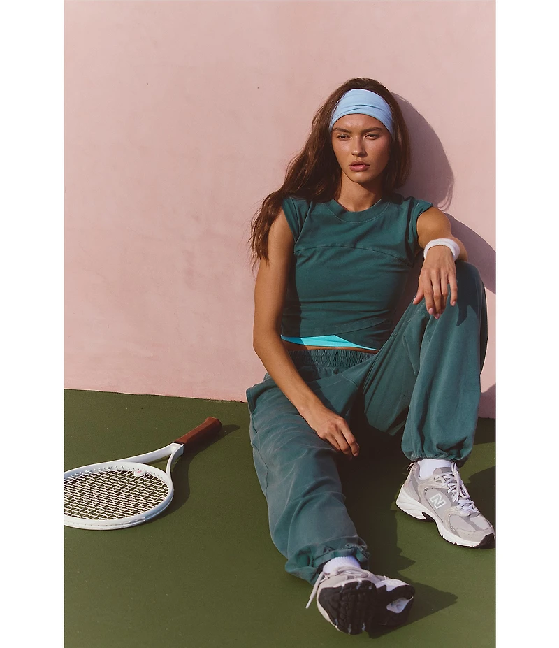 FP Movement Hot Shot Crossover Crew Neck Cropped Muscle Tee & High-Rise Waist Pant Coordinating Set