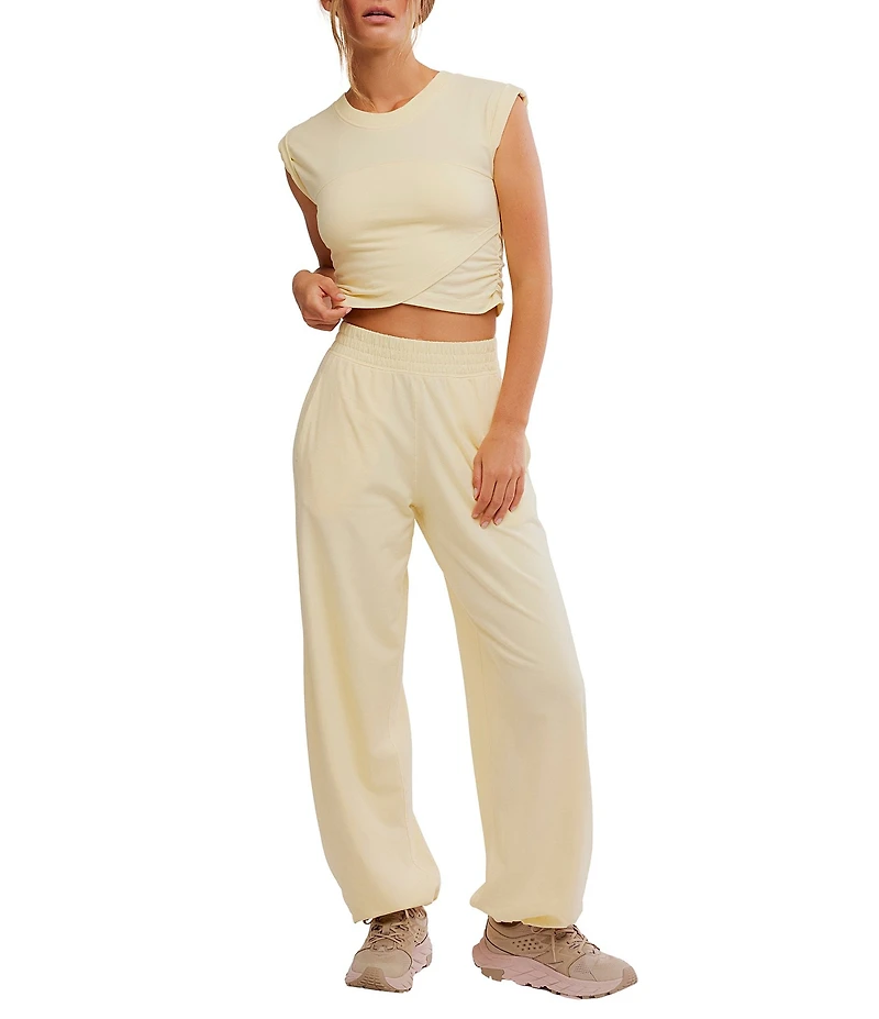 FP Movement Hot Shot Crossover Crew Neck Cropped Muscle Tee & High-Rise Waist Pant Coordinating Set