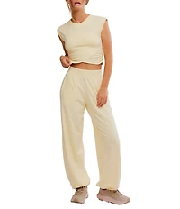 FP Movement Hot Shot Crossover Crew Neck Cropped Muscle Tee & High-Rise Waist Pant Coordinating Set