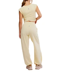 FP Movement Hot Shot Crossover Crew Neck Cropped Muscle Tee & High-Rise Waist Pant Coordinating Set