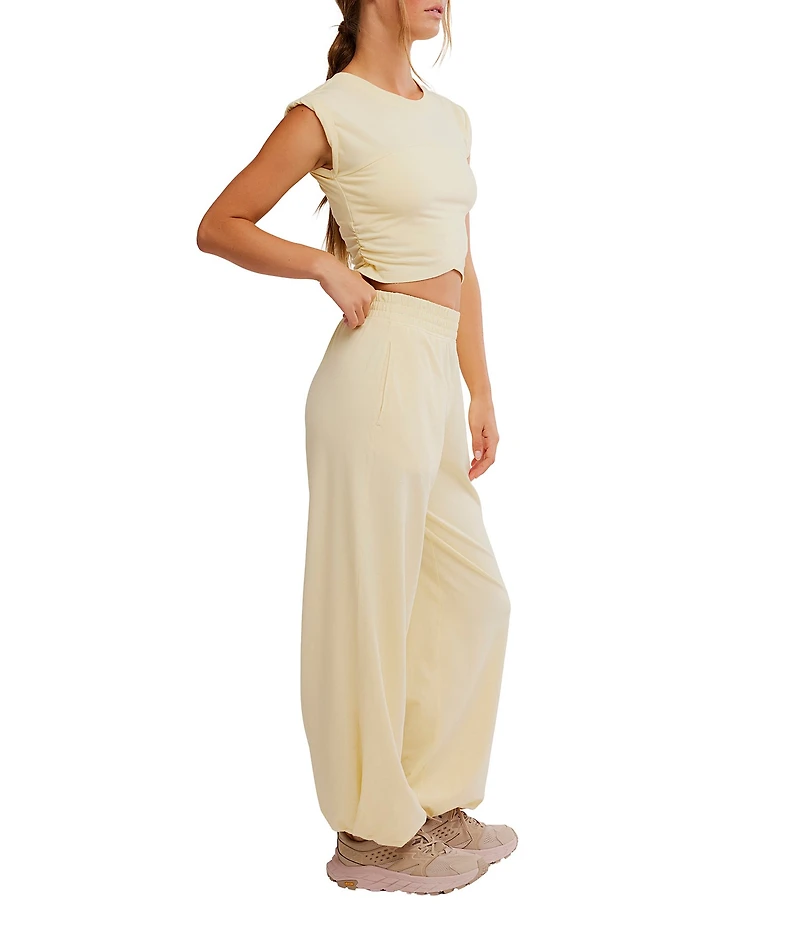 FP Movement Hot Shot Crossover Crew Neck Cropped Muscle Tee & High-Rise Waist Pant Coordinating Set