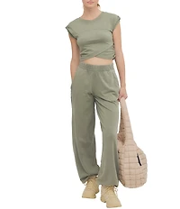 FP Movement Hot Shot Crossover Crew Neck Cropped Muscle Tee & High-Rise Waist Pant Coordinating Set