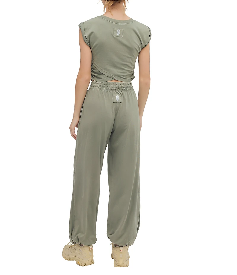 FP Movement Hot Shot Crossover Crew Neck Cropped Muscle Tee & High-Rise Waist Pant Coordinating Set