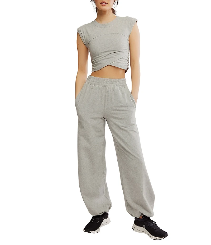 FP Movement Hot Shot Crossover Crew Neck Cropped Muscle Tee & High-Rise Waist Pant Coordinating Set
