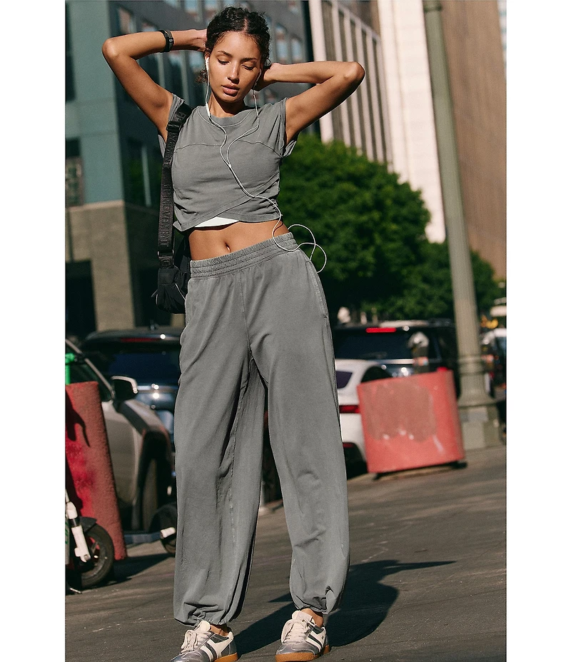 FP Movement Hot Shot Crossover Crew Neck Cropped Muscle Tee & High-Rise Waist Pant Coordinating Set