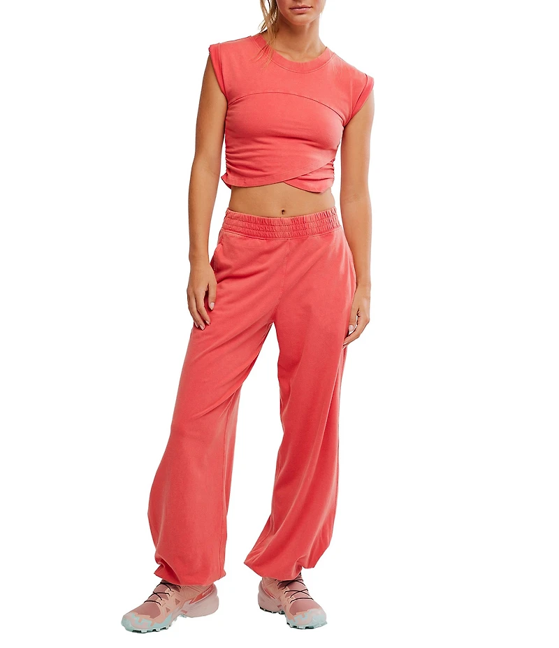 FP Movement Hot Shot Crossover Crew Neck Cropped Muscle Tee & High-Rise Waist Pant Coordinating Set