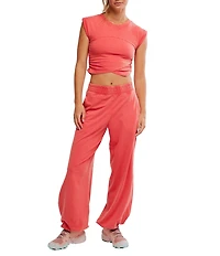 FP Movement Hot Shot Crossover Crew Neck Cropped Muscle Tee & High-Rise Waist Pant Coordinating Set