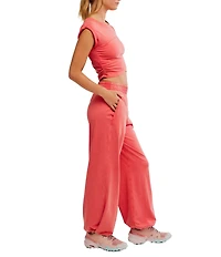 FP Movement Hot Shot Crossover Crew Neck Cropped Muscle Tee & High-Rise Waist Pant Coordinating Set