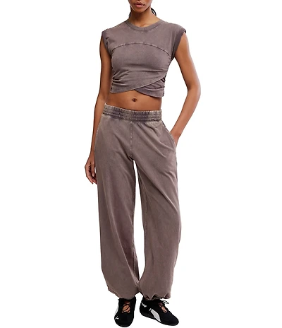 FP Movement Hot Shot Crossover Crew Neck Cropped Muscle Tee & High-Rise Waist Pant Coordinating Set