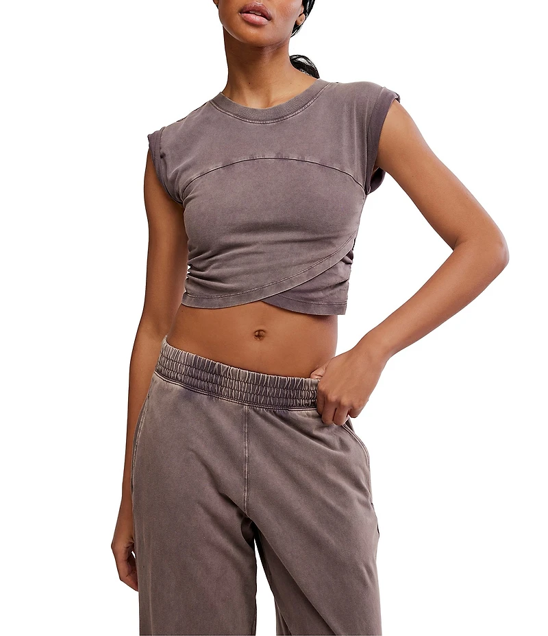 FP Movement Hot Shot Crossover Crew Neck Cropped Muscle Tee & High-Rise Waist Pant Coordinating Set