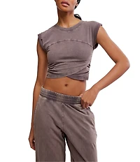 FP Movement Hot Shot Crossover Crew Neck Cropped Muscle Tee & High-Rise Waist Pant Coordinating Set