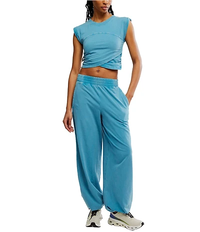 FP Movement Hot Shot Crossover Crew Neck Cropped Muscle Tee & High-Rise Waist Pant Set