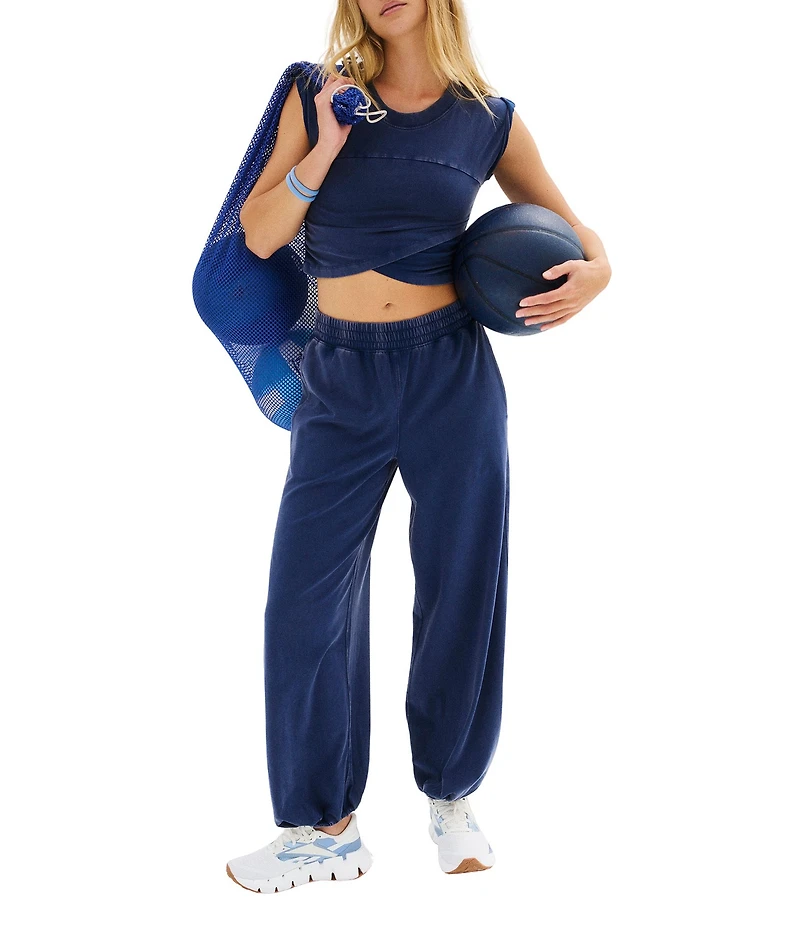 FP Movement Hot Shot Crossover Crew Neck Cropped Muscle Tee & High-Rise Waist Pant Coordinating Set