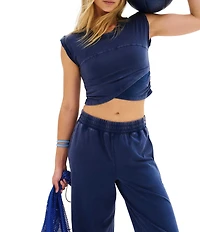 FP Movement Hot Shot Crossover Crew Neck Cropped Muscle Tee & High-Rise Waist Pant Coordinating Set