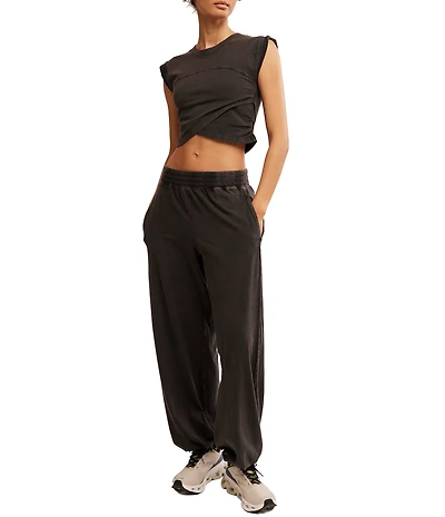 FP Movement Hot Shot Crossover Crew Neck Cropped Muscle Tee & High-Rise Waist Pant Set