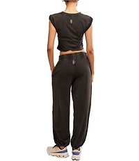 FP Movement Hot Shot Crossover Crew Neck Cropped Muscle Tee & High-Rise Waist Pant Set